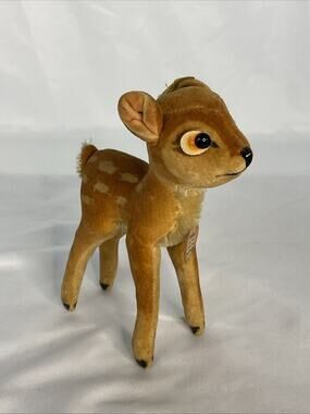 VTG STEIFF DISNEY BAMBI MOHAIR VELVET STUFFED ANIMALS DOLL 1960S